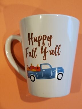 3/$20 Happy Fall Y'all Ceramic Mug - Blue Truck & Pumpkins